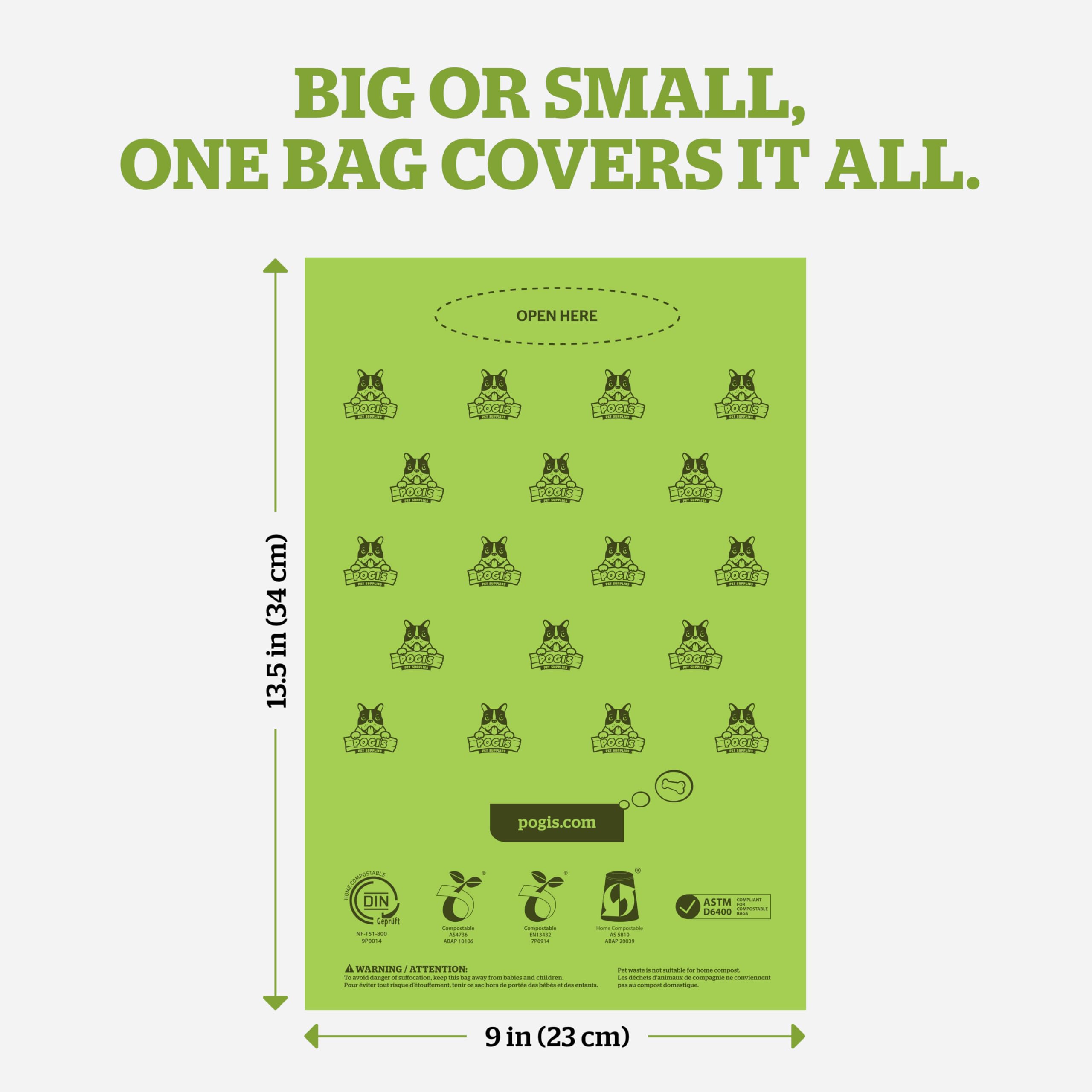 Pogi's compostable poop bags with odor-seal to minimize smells