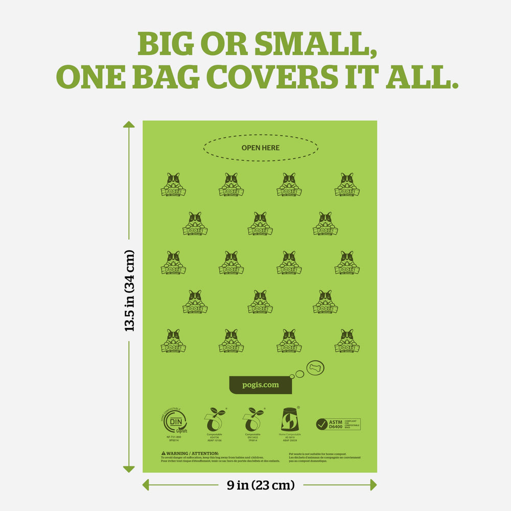 Pogi's compostable poop bags with odor-seal to minimize smells