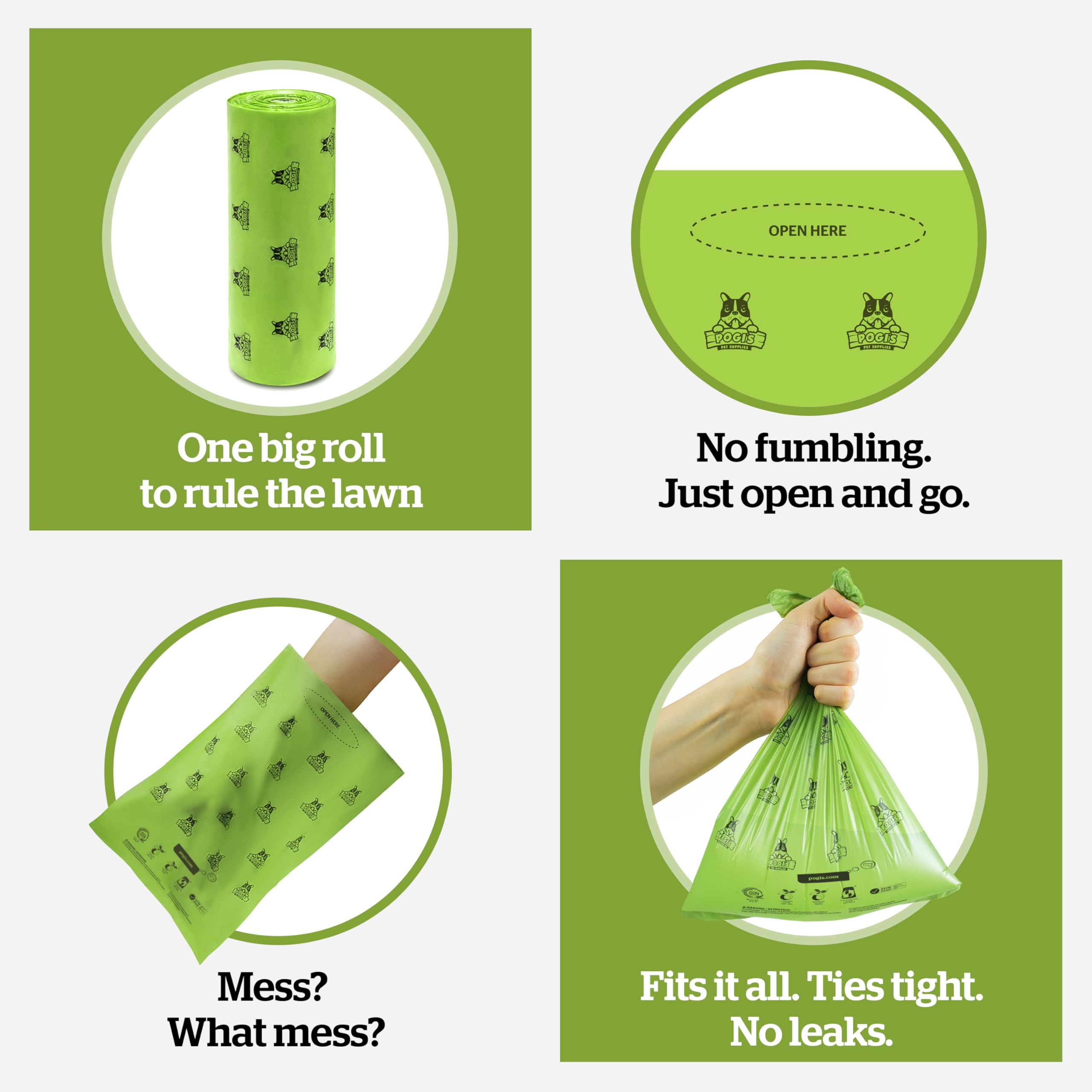 Pogi's plant-based material poop bags shown as eco-friendly option