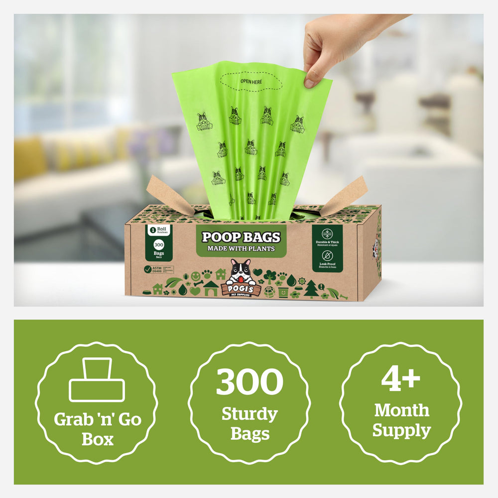 Pogi's compostable poop bags single-roll packaging for tidy storage