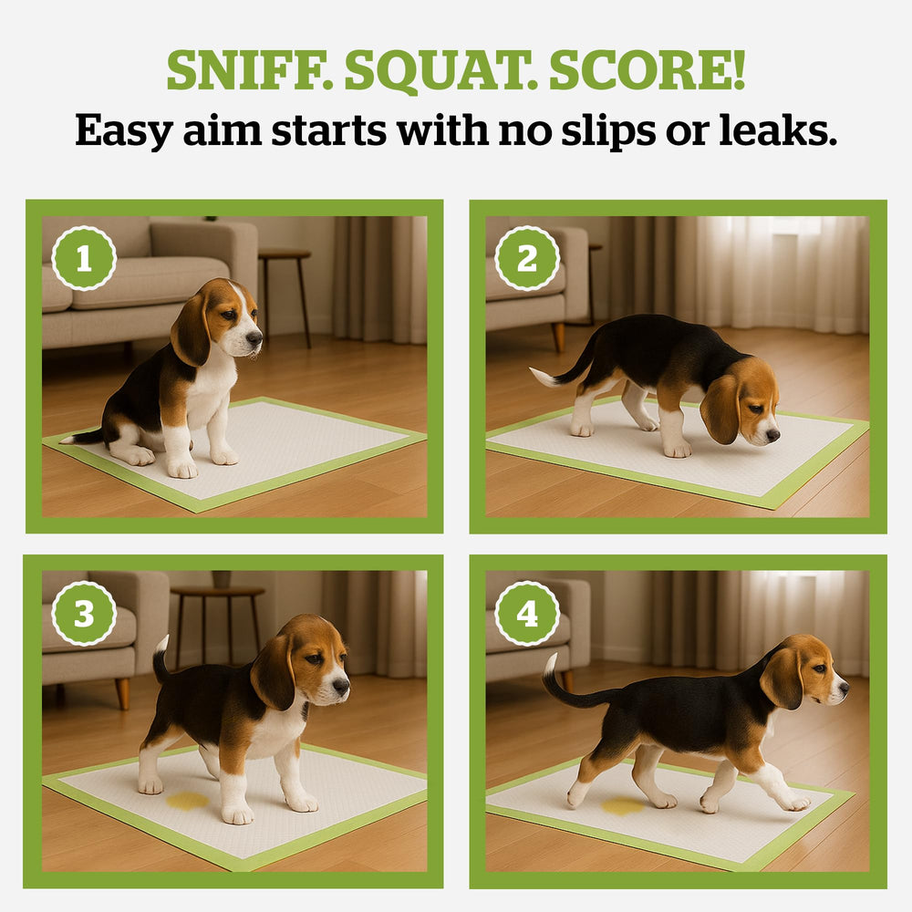 Pogi’s Dog Pads in use on a floor showing leak protection