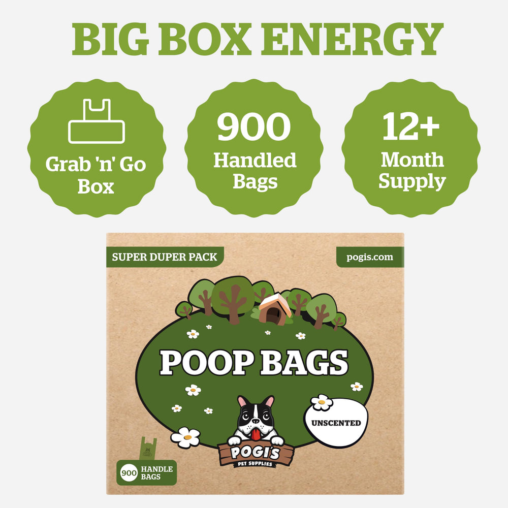 Pogi's Dog Poop Bags with Handles provide odor control during walks.