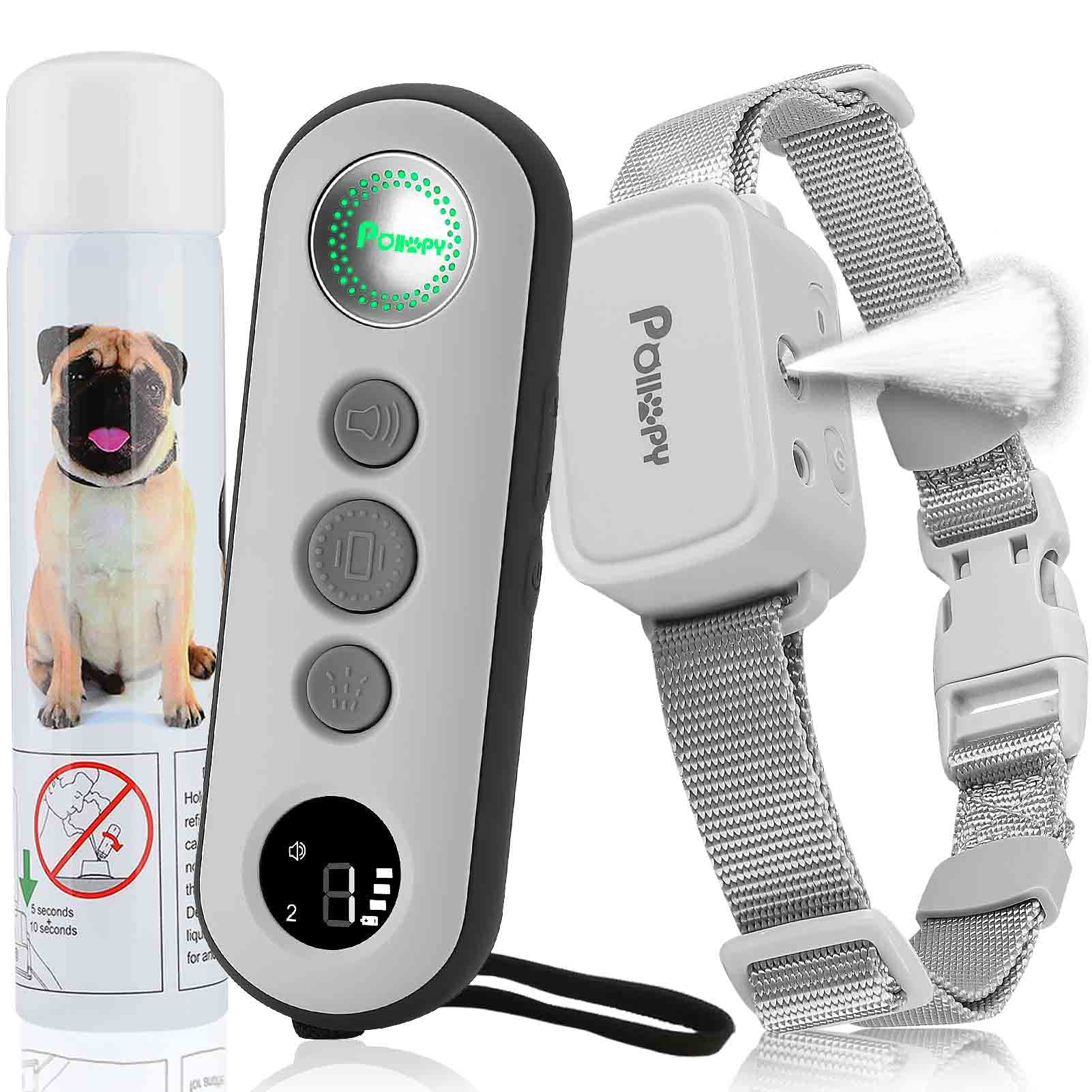 POIIOPY citronella collar remote demonstrates humane training for better leash manners.