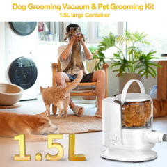 Poit dog grooming vacuum features 1.5L dust cup for easy, mess-free emptying.