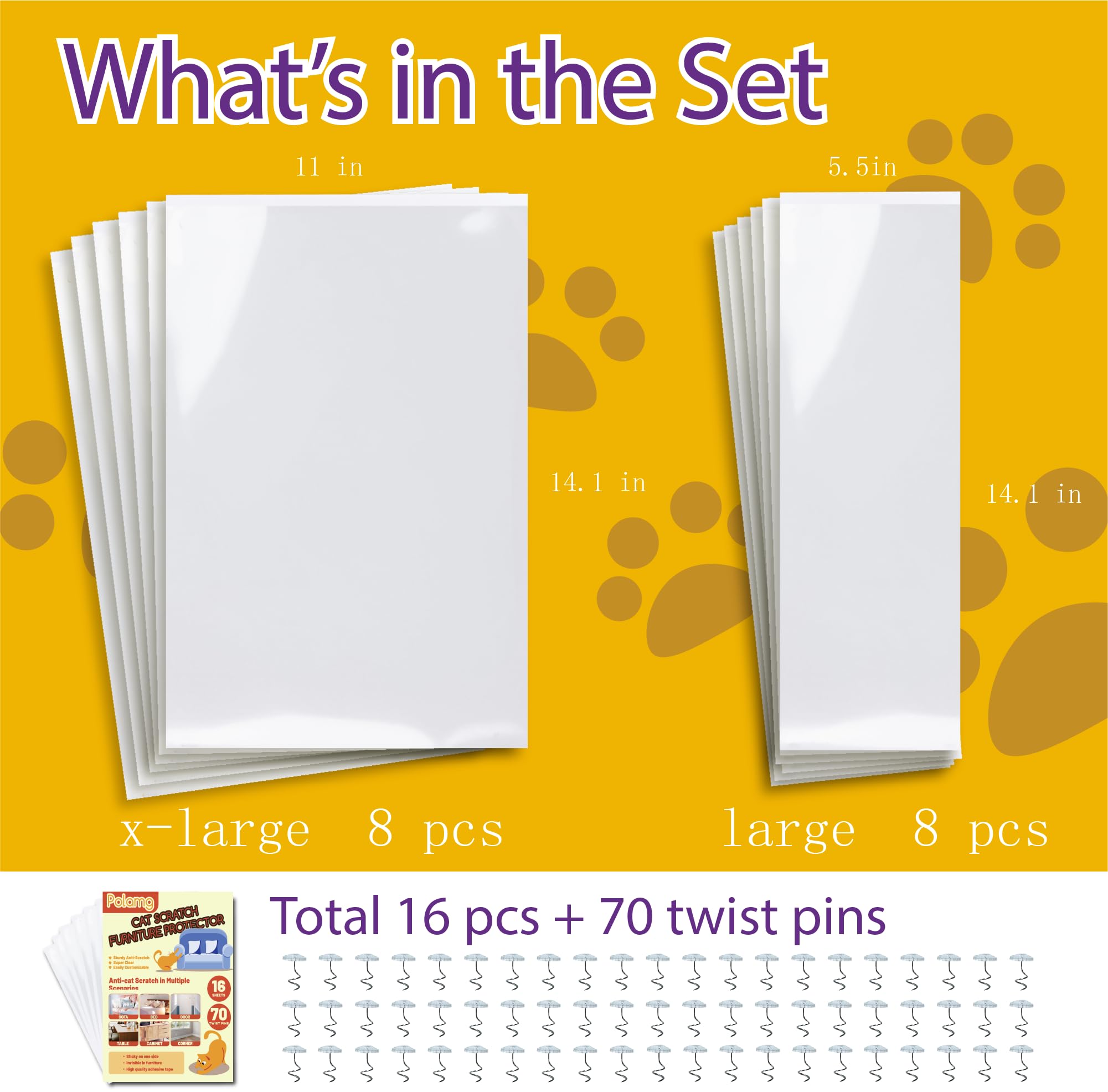Polamg Anti-Cat Scratch Protector tape closeup highlighting strong adhesion for no-residue couch protection