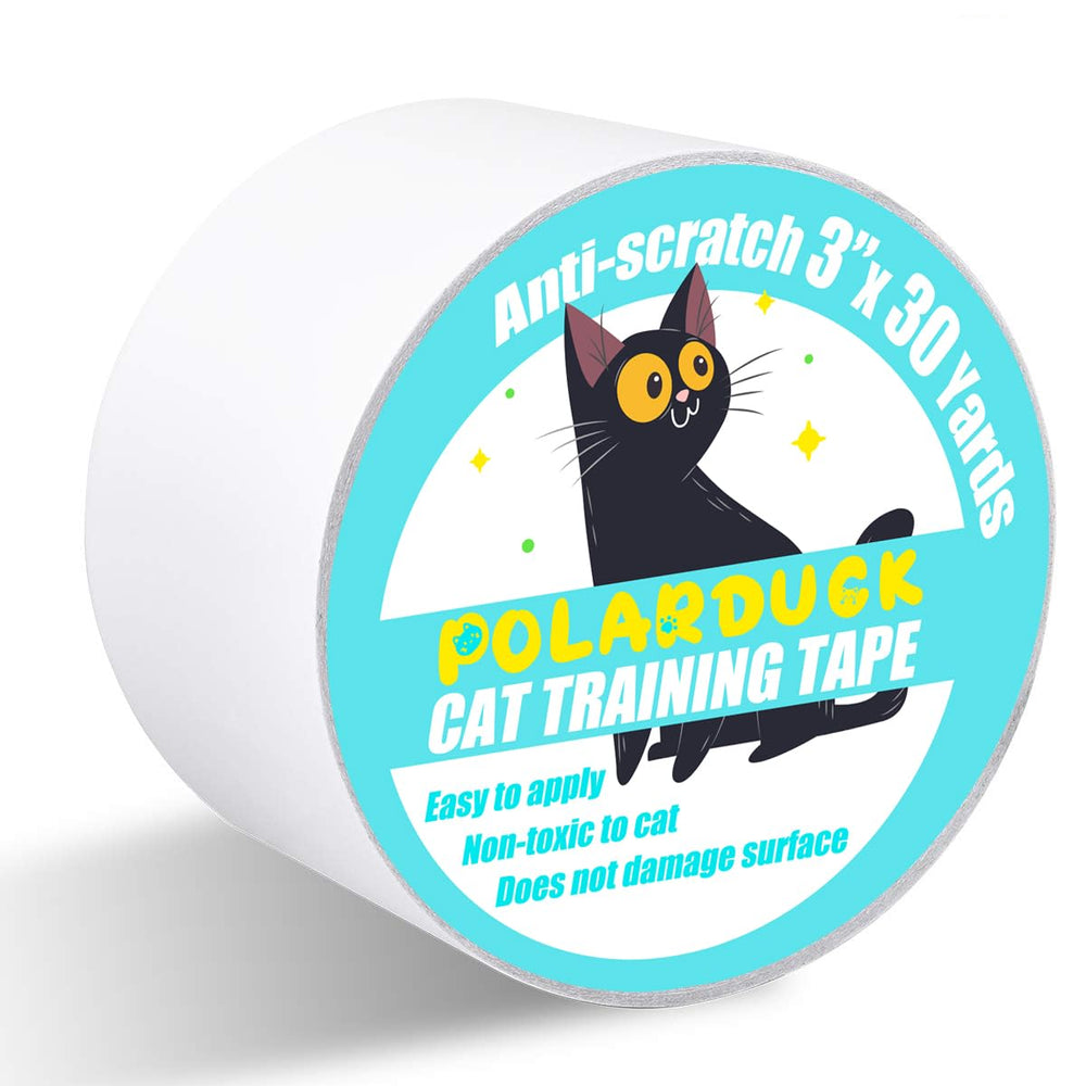 Polarduck anti-cat-scratch tape roll protects a sofa from cat claws.