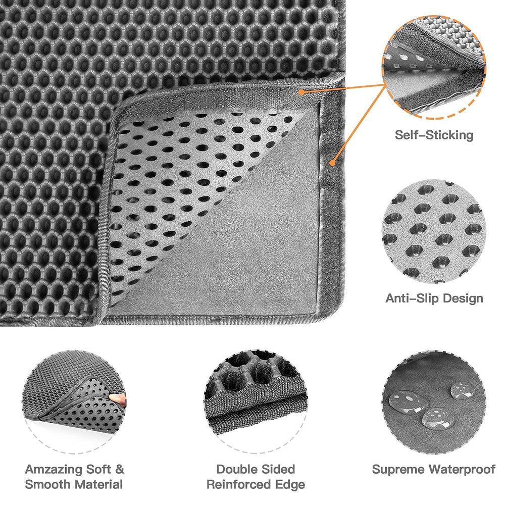 Polarduck cat litter mat gray-color blends with home decor.