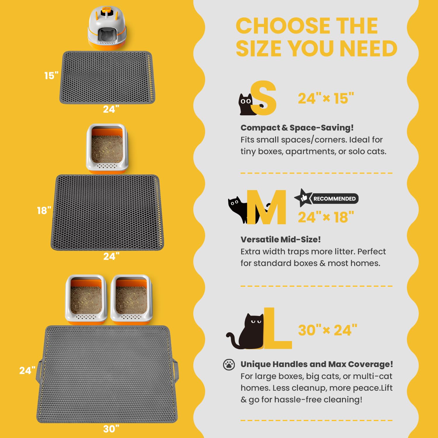 Polarduck cat litter mat handle-design enables easy lifting and dumping.
