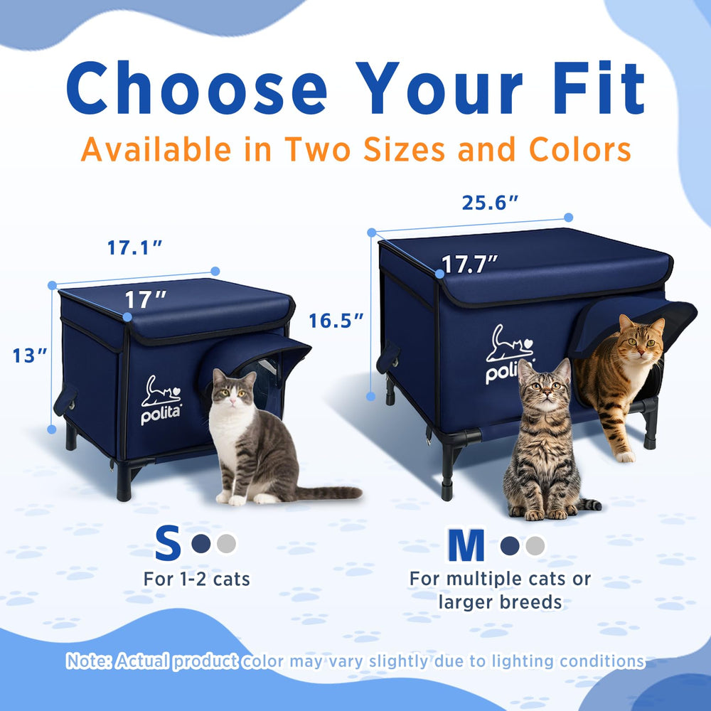 Polita rugged heated cat house detachable roof showcases easy cleaning access.