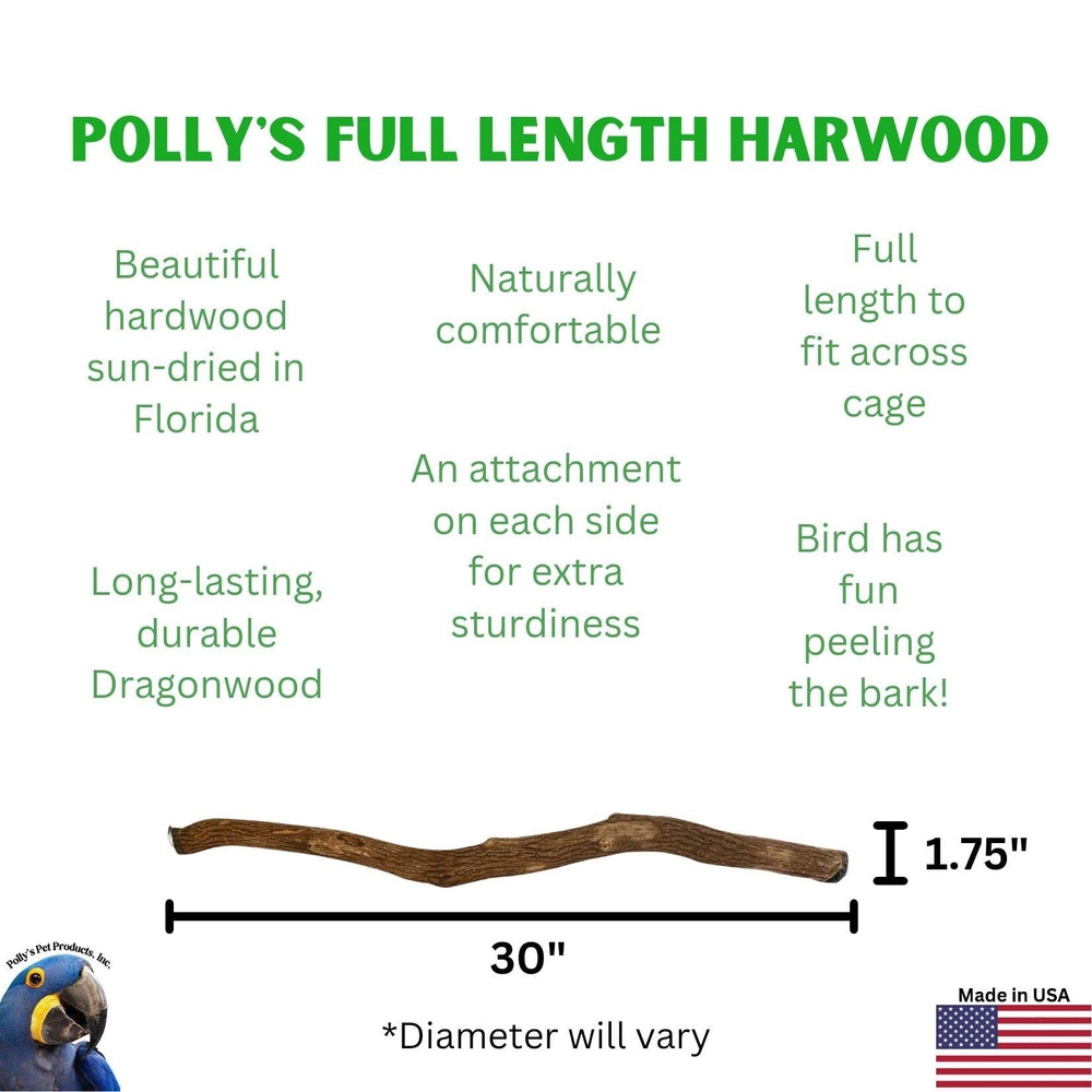Polly's perch attached at both ends allows secure cage installation