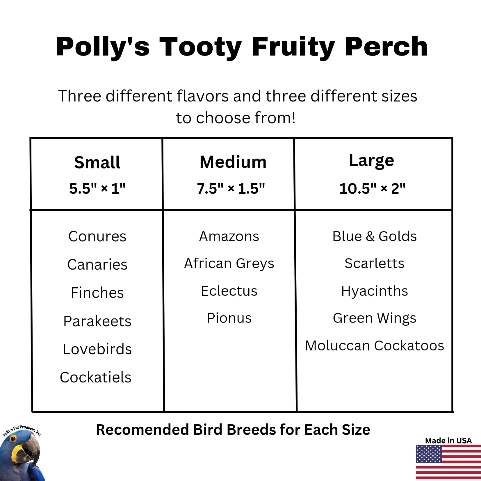 Polly's Tooty Fruity Bee Pollen Large Grape made-in-usa badge reinforces quality.