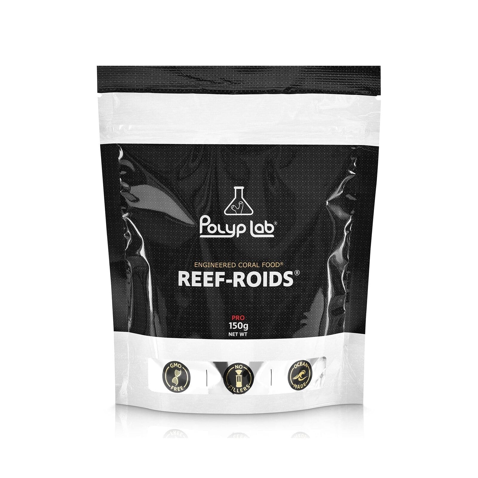 Polyp Lab Polyplab Reef-Roids in an aquarium demonstrates targeted support for filter-feeding corals.