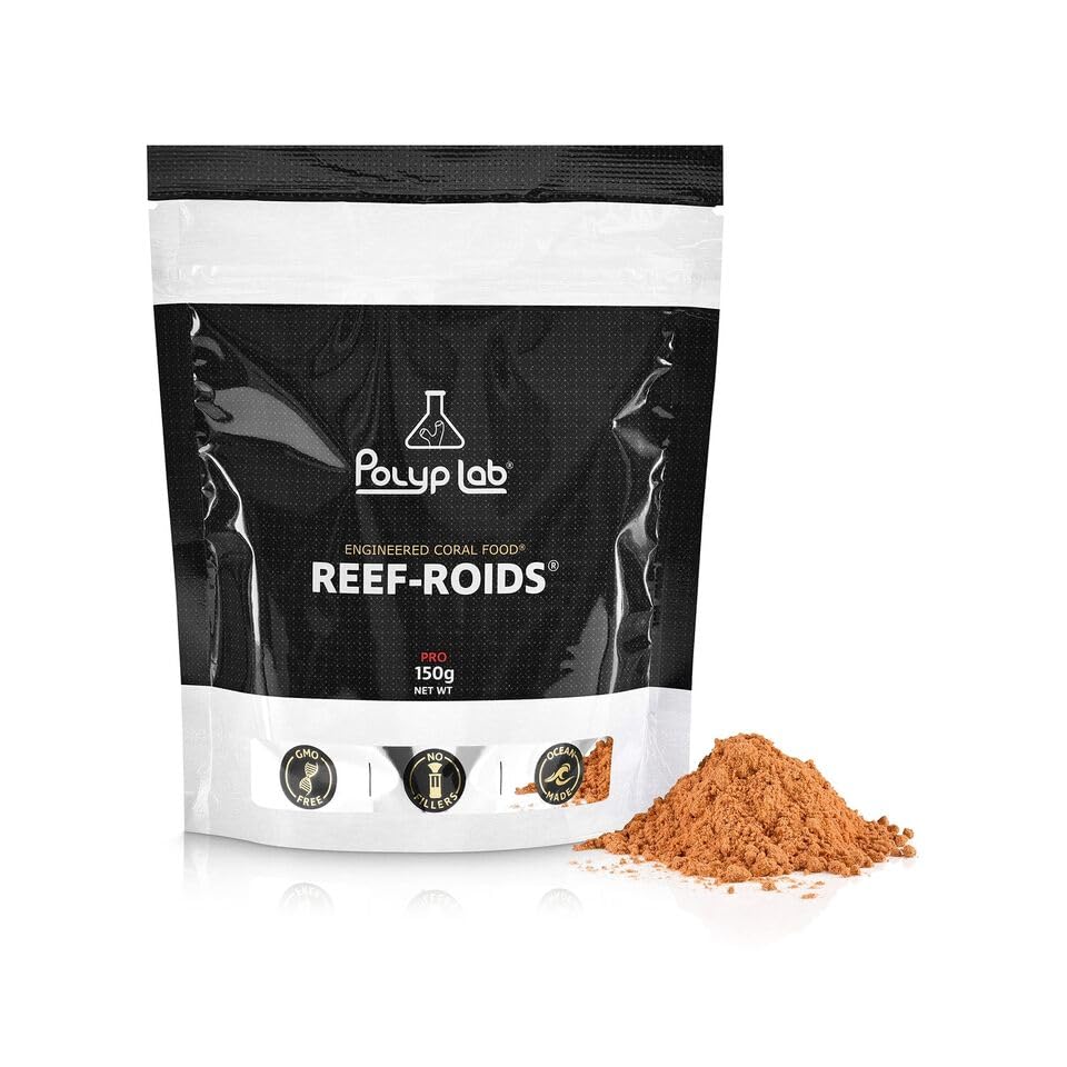 Polyp Lab Polyplab Reef-Roids ingredients highlight marine plankton blend for coral color.