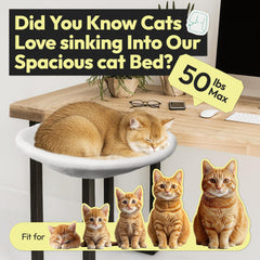 POMESEA cat desk hammock with metal frame provides stable perching during work or gaming.