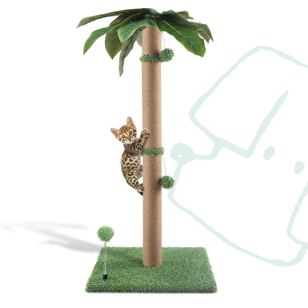 Pomesea 34-inch cat scratching post offers a tall vertical climbing outlet for indoor cats.