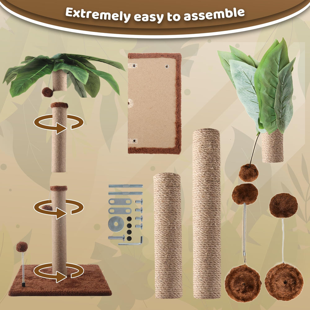Pomesea cat scratching post featuring easy, tool-free assembly.