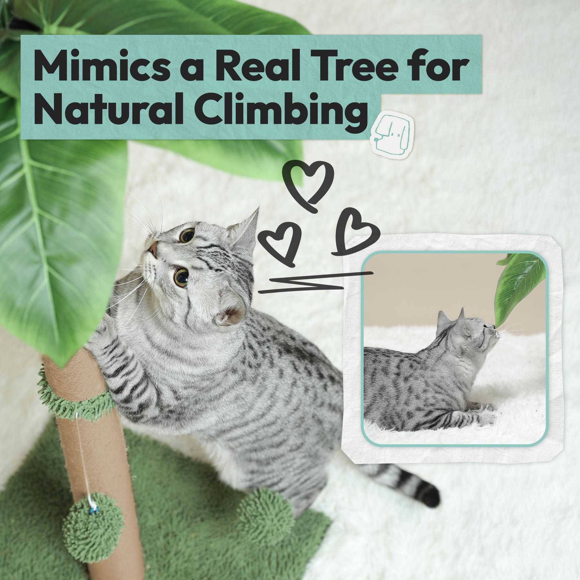 Pomesea natural jute texture promotes satisfying scratching sessions for cats.
