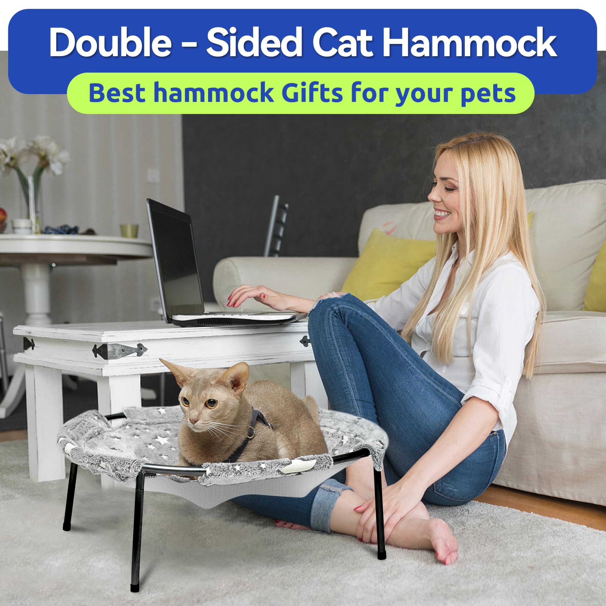 POMESEA Elevated Cat Bed suits large cats up to 66 lbs with ease.