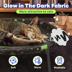 POMESEA Elevated Cat Bed glow-in-the-dark night-light helps cats nap securely.