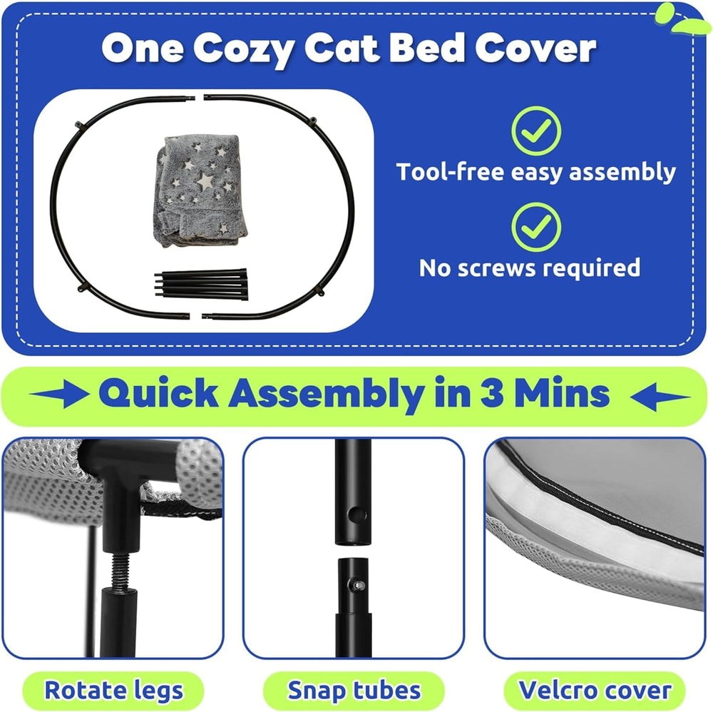 POMESEA Elevated Cat Bed features tool-free assembly for quick setup.