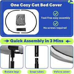 POMESEA Elevated Cat Bed features tool-free assembly for quick setup.
