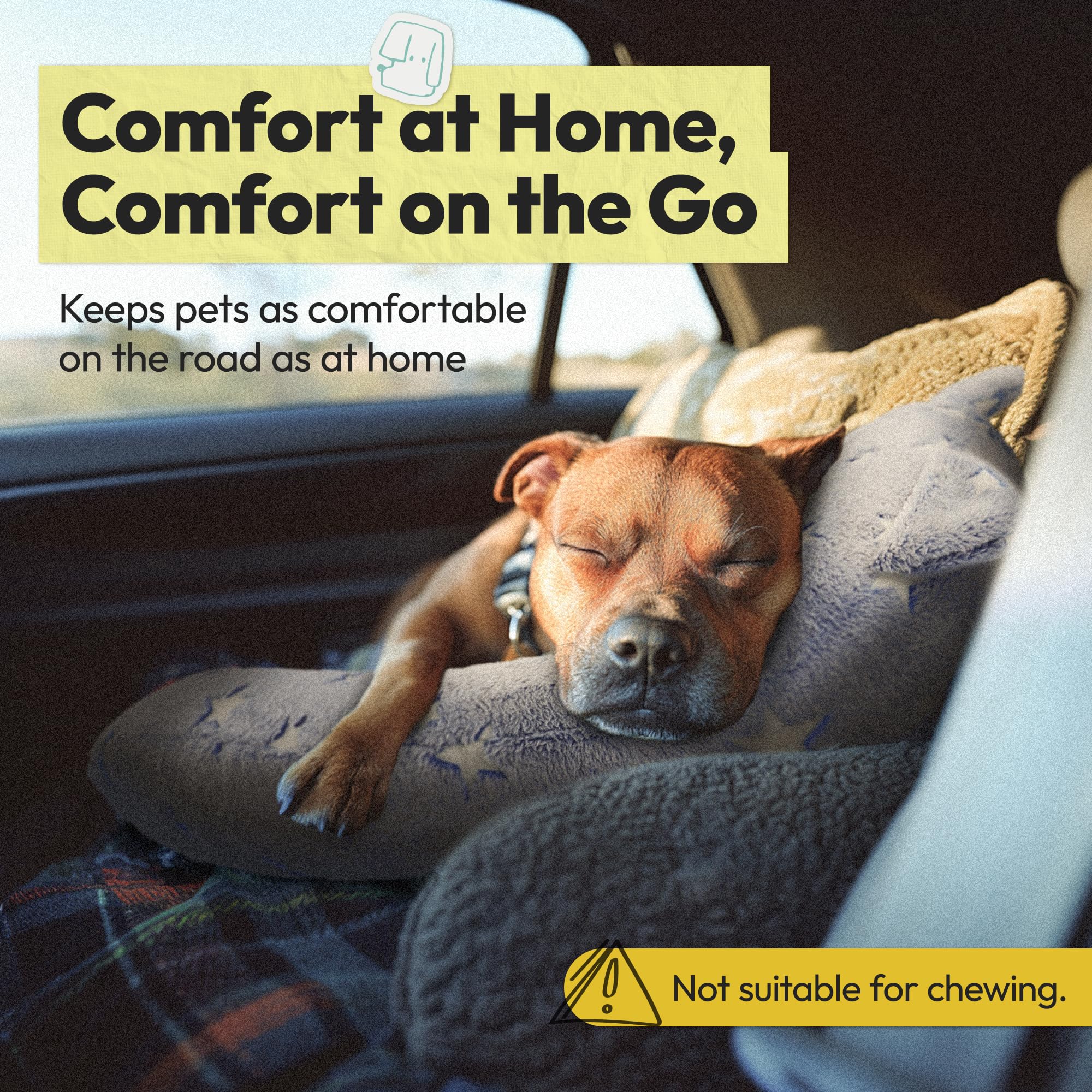 POMESEA portable dog pillow ideal for car rides and trips.