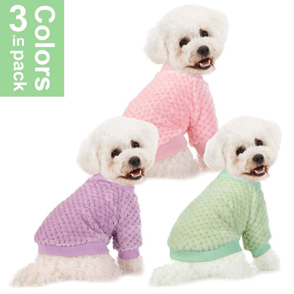 POMIU dog sweater color mix shows pink purple and light green for playful pets.