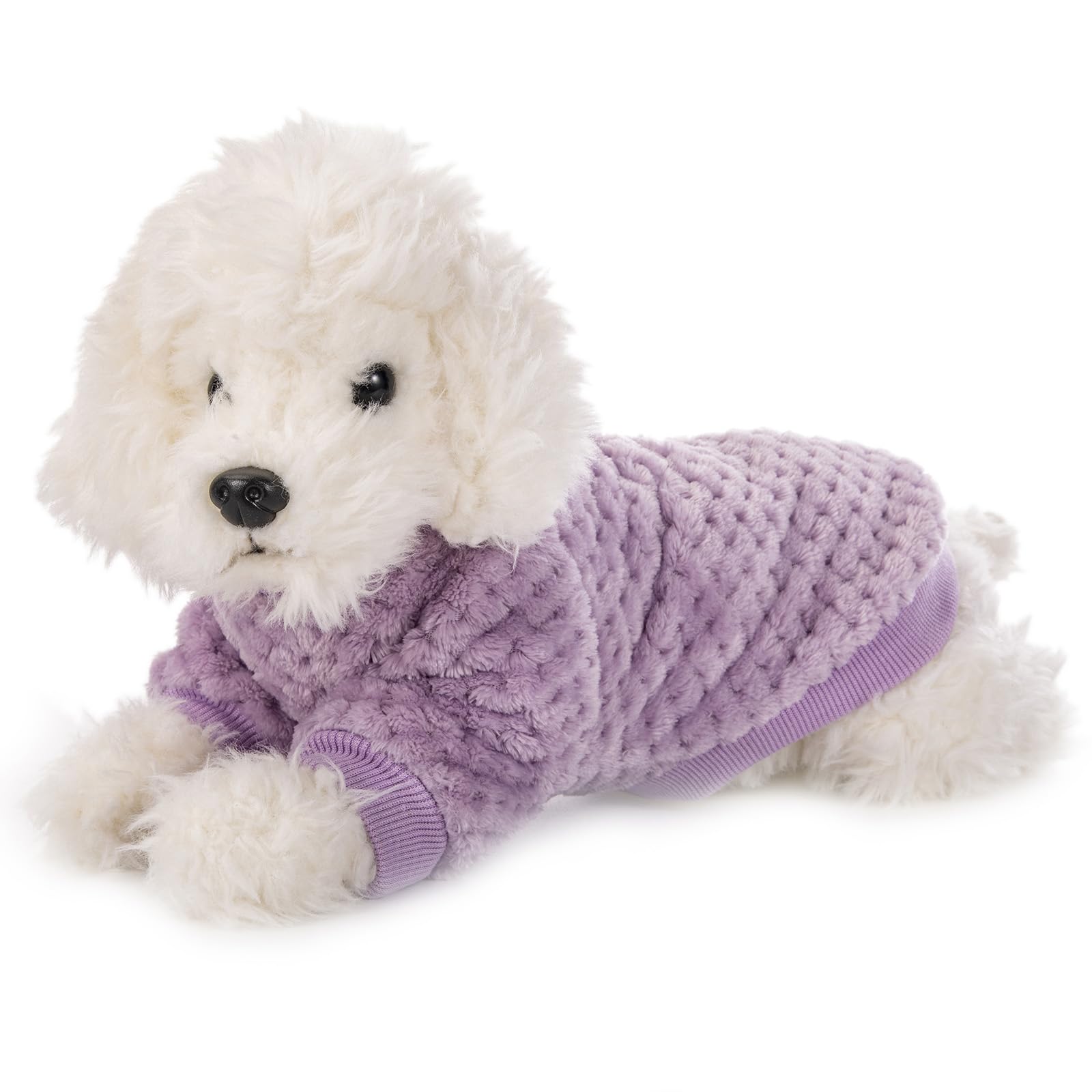 POMIU dog sweater size chart graphic helps select the right small pet fit.