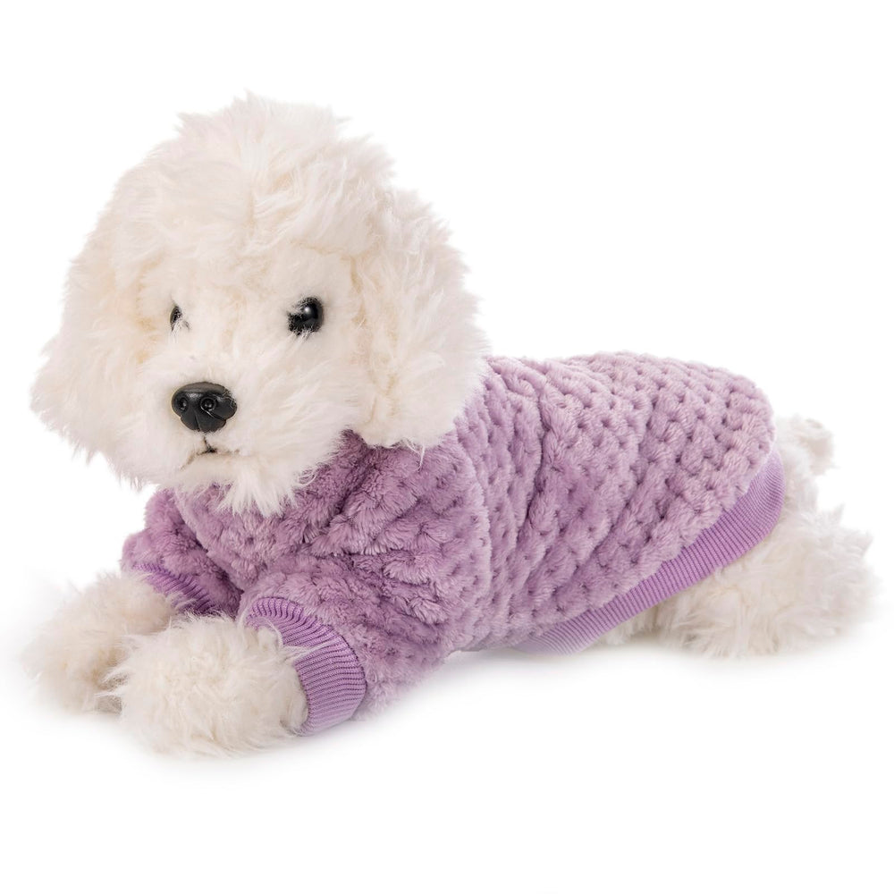 POMIU dog sweater size chart graphic helps select the right small pet fit.