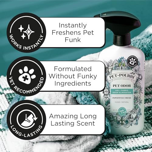 Poo-Pourri Pawsitively Fresh mist over a couch for a refreshed living space.