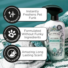 Poo-Pourri Pawsitively Fresh mist over a couch for a refreshed living space.