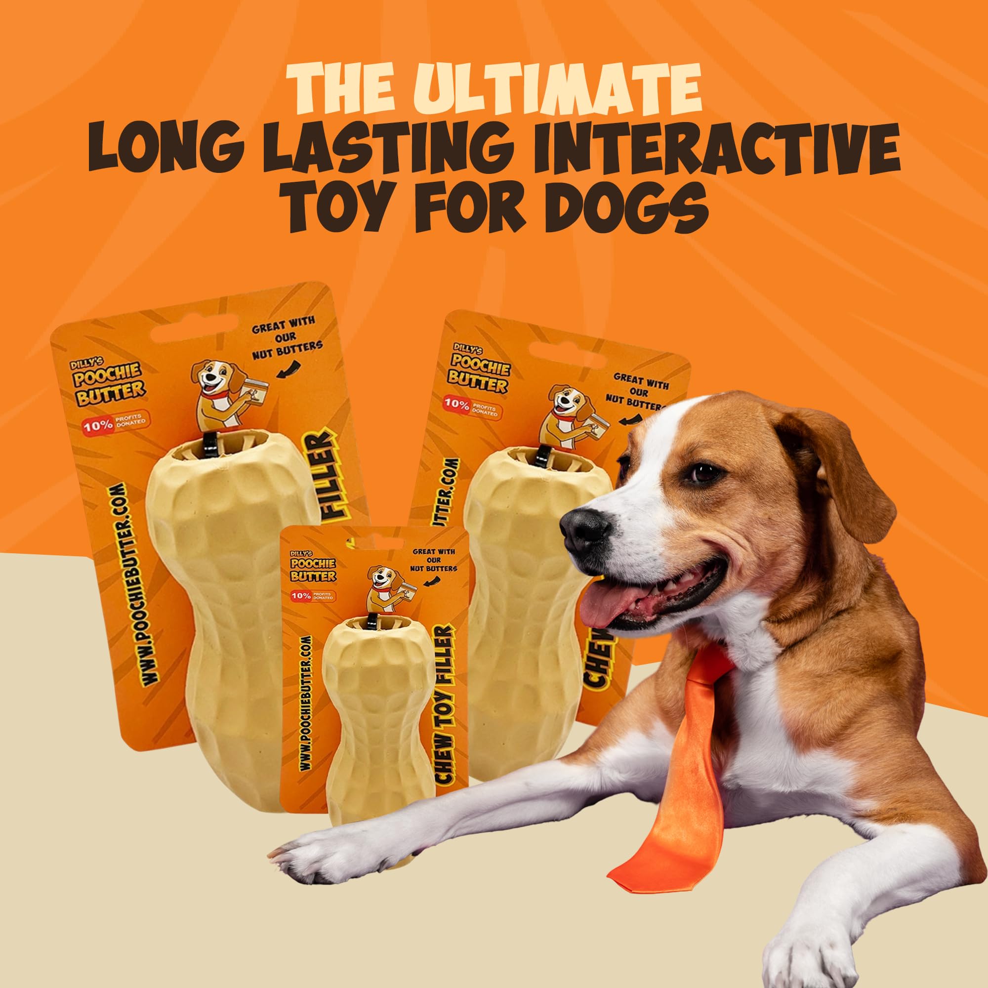 Poochie Butter indoor-outdoor playtoy enhances interactive daily routines for dogs.