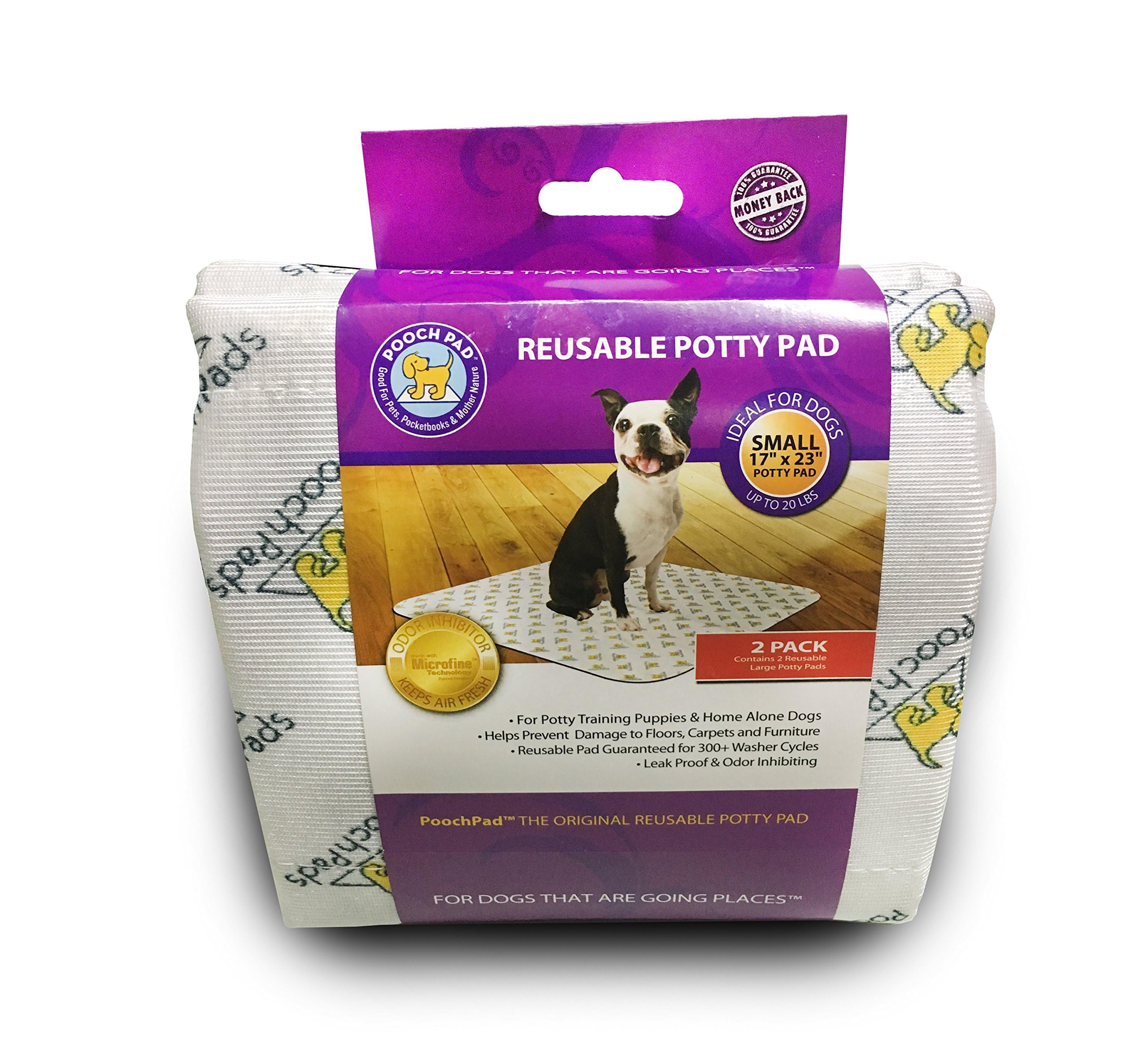 PoochPad Original small pack-2 hero shows leakproof, reusable puppy training pads.