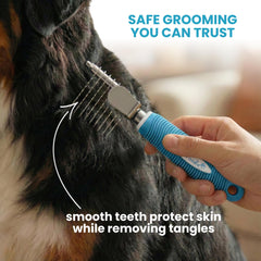 POODLIE Long 2.5-inch blades reach thick undercoats for faster detangling.