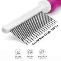 POODLIE detangler comb with short teeth and anti-slip handle for safe grooming