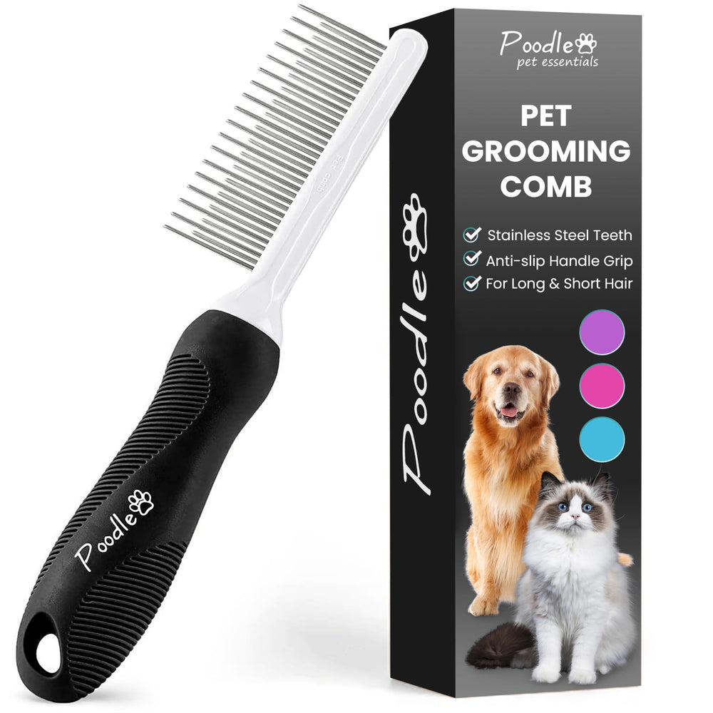 POODLIE detangling comb with dual teeth for quick mat removal.