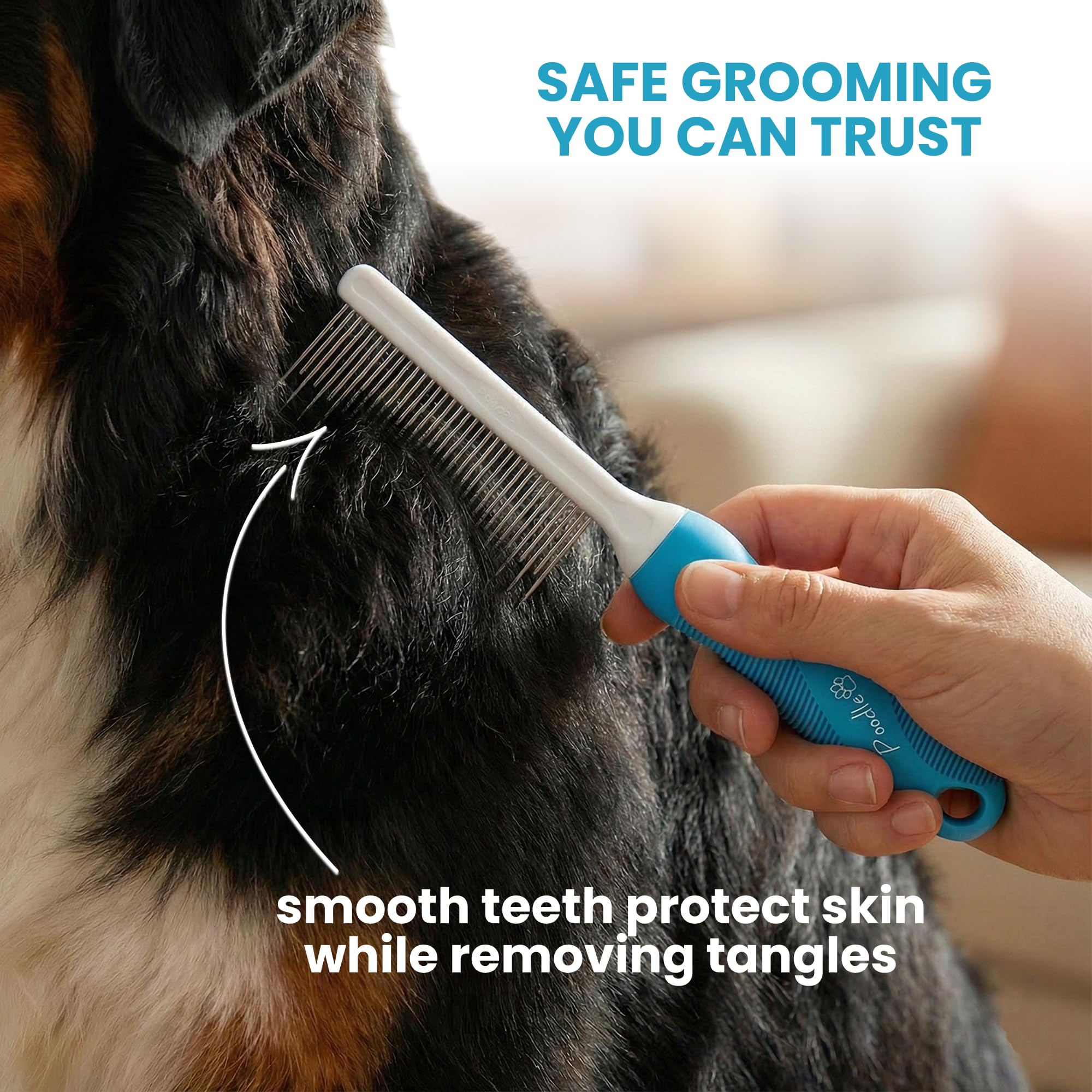 POODLIE Poodle Grooming Comb short teeth tackling knots on short-haired pets.