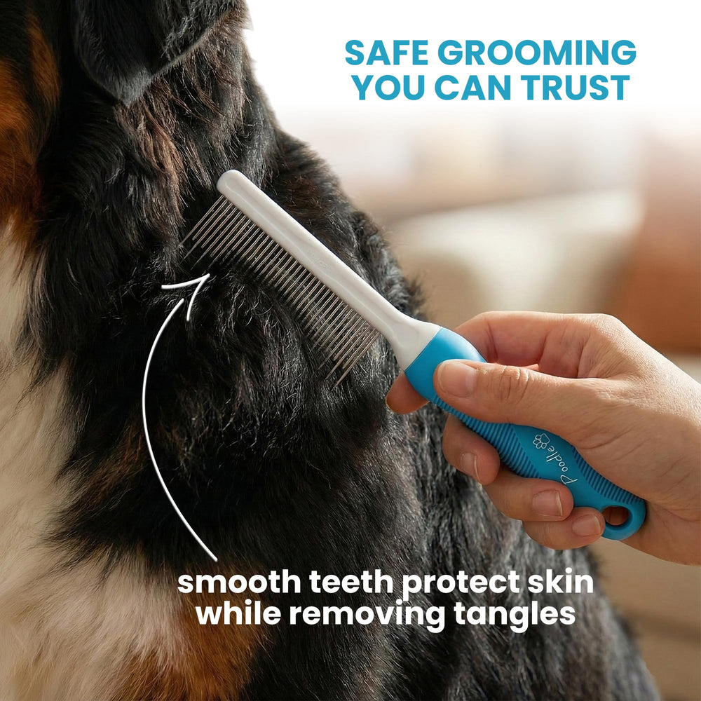 POODLIE Poodle Grooming Comb short teeth tackling knots on short-haired pets.