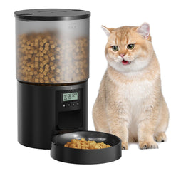 POOEKEN automatic feeder shows 4L capacity for scheduled meals.