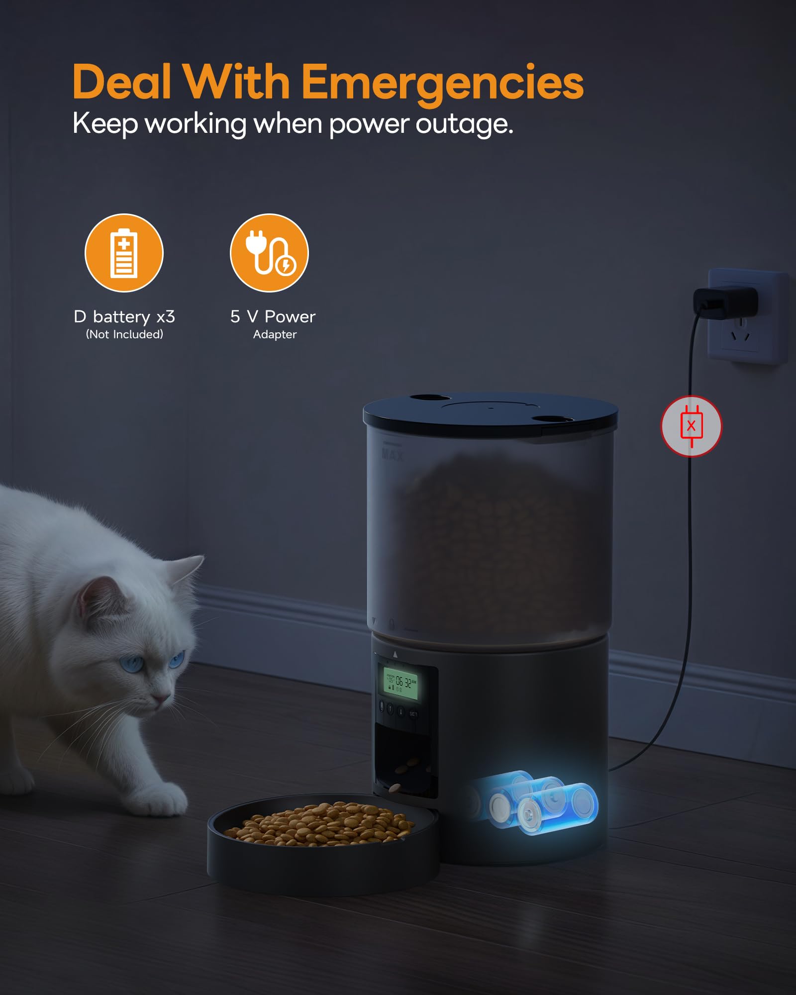 POOEKEN Cat Feeder shows 4L capacity with easy refills.