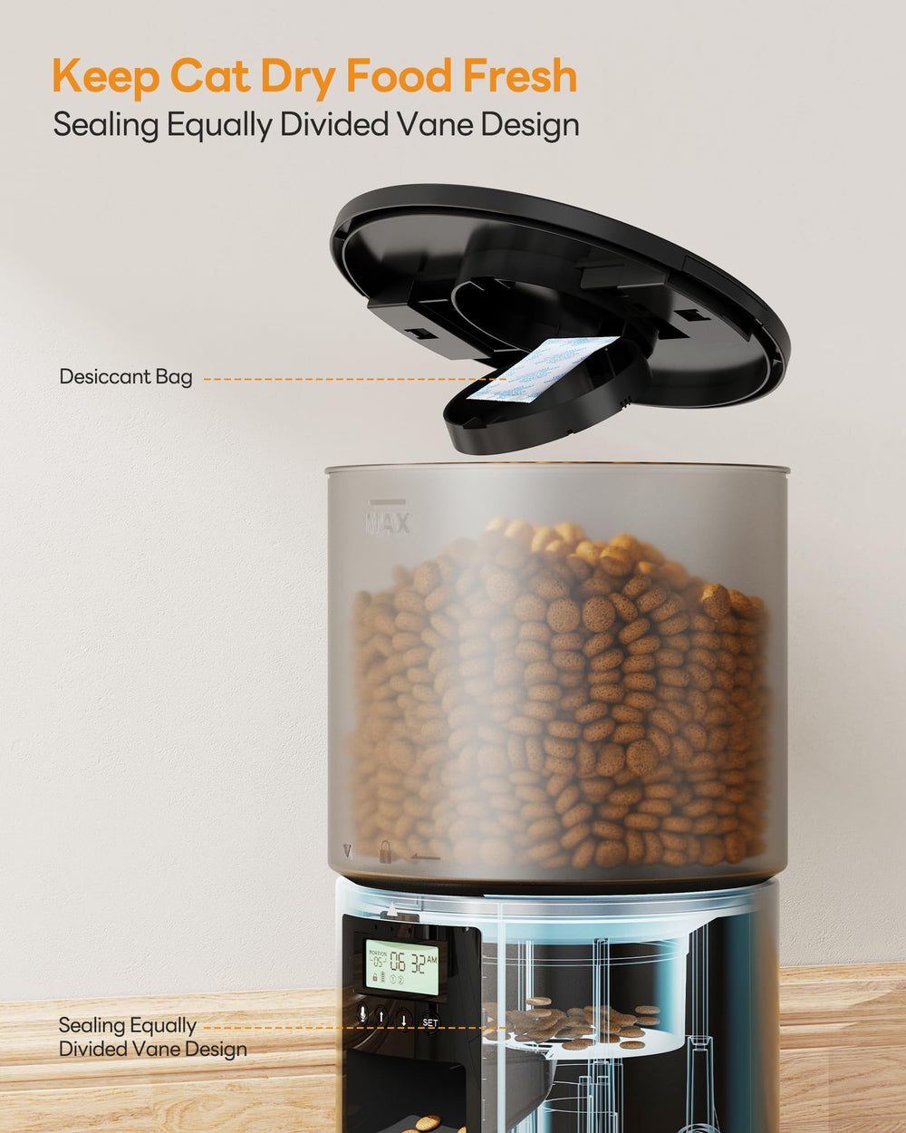 POOEKEN Cat Feeder sealing design reduces leaks during transfers.