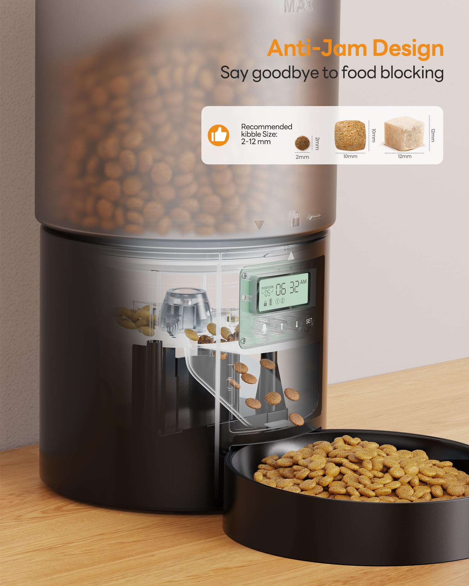 POOEKEN Automatic Cat Feeder voice-recording function signals mealtime.