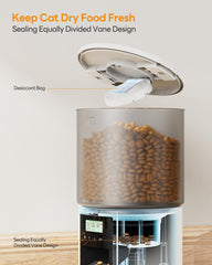 POOEKEN feeder control panel shows programmable schedule for 1-6 meals daily.