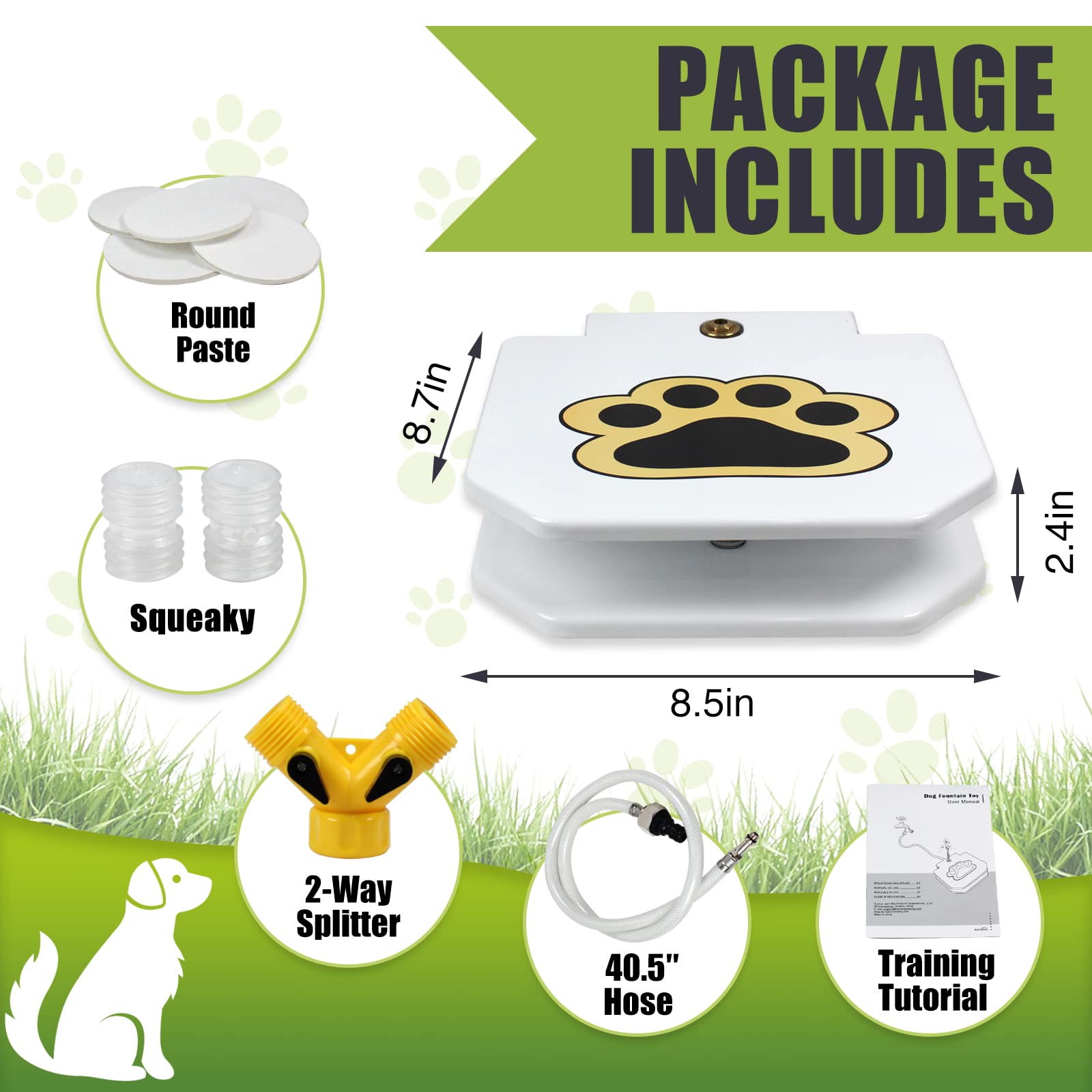 Poofzy dog water fountain paw-activation quick hydration during outdoor play
