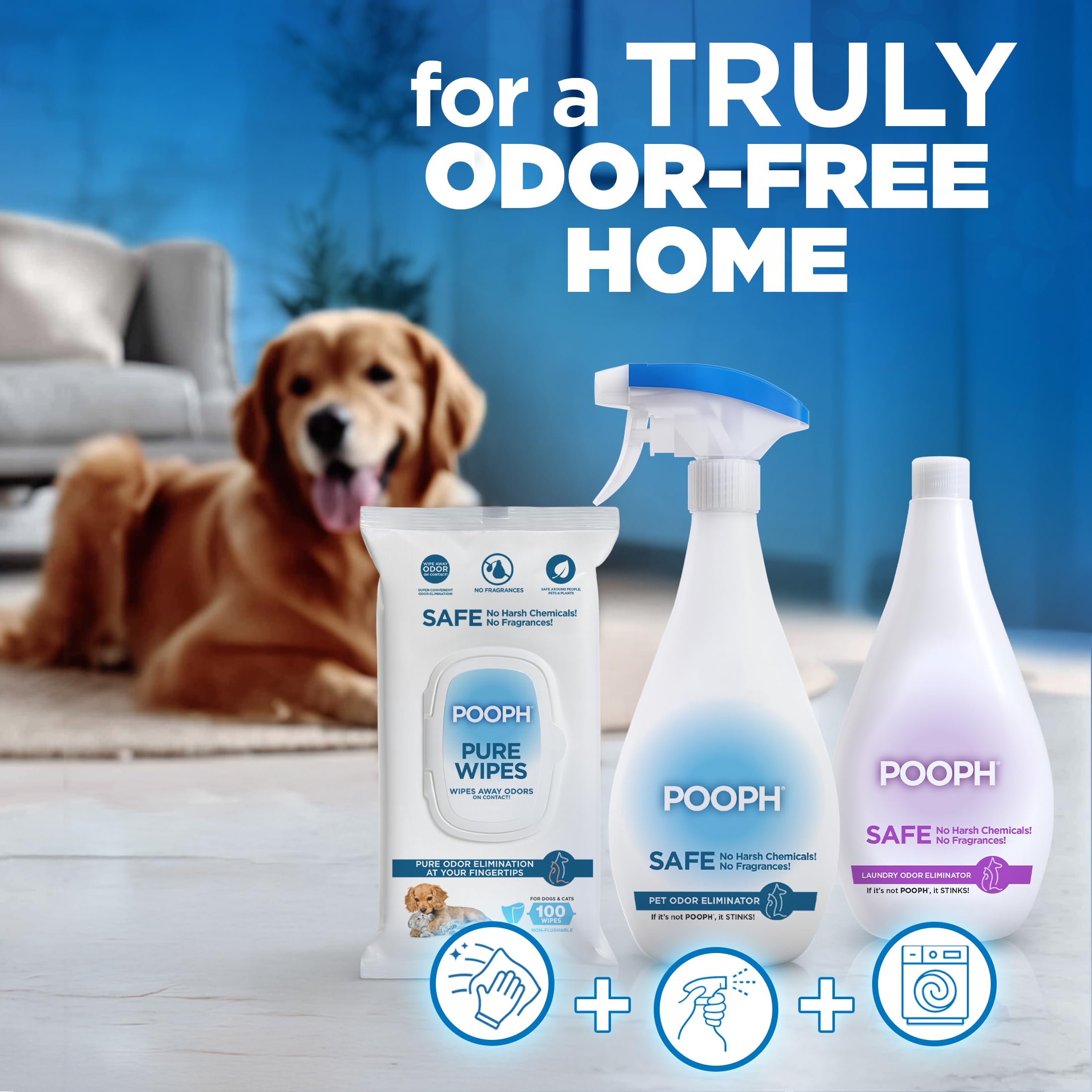 POOPH bottles ready for use for quick odor relief.