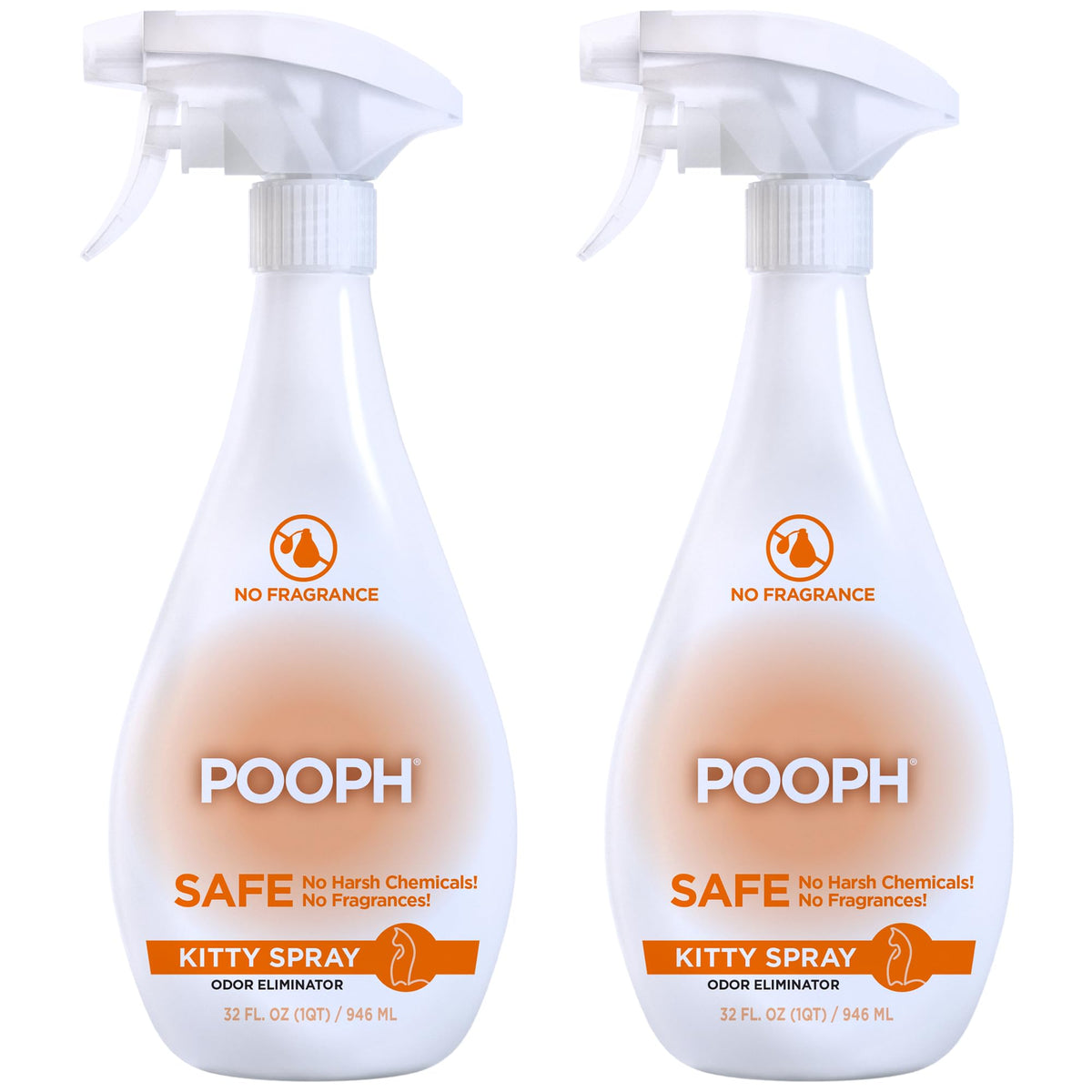 POOPH Kitty Spray bottle front shows a fragrance-free odor eliminator for homes with cats.