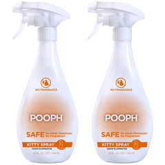 POOPH Kitty Spray bottle front shows a fragrance-free odor eliminator for homes with cats.
