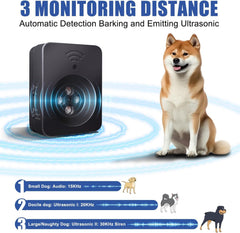 Poosejzl anti-barking device mounted outdoors with IPX45 waterproof rating.