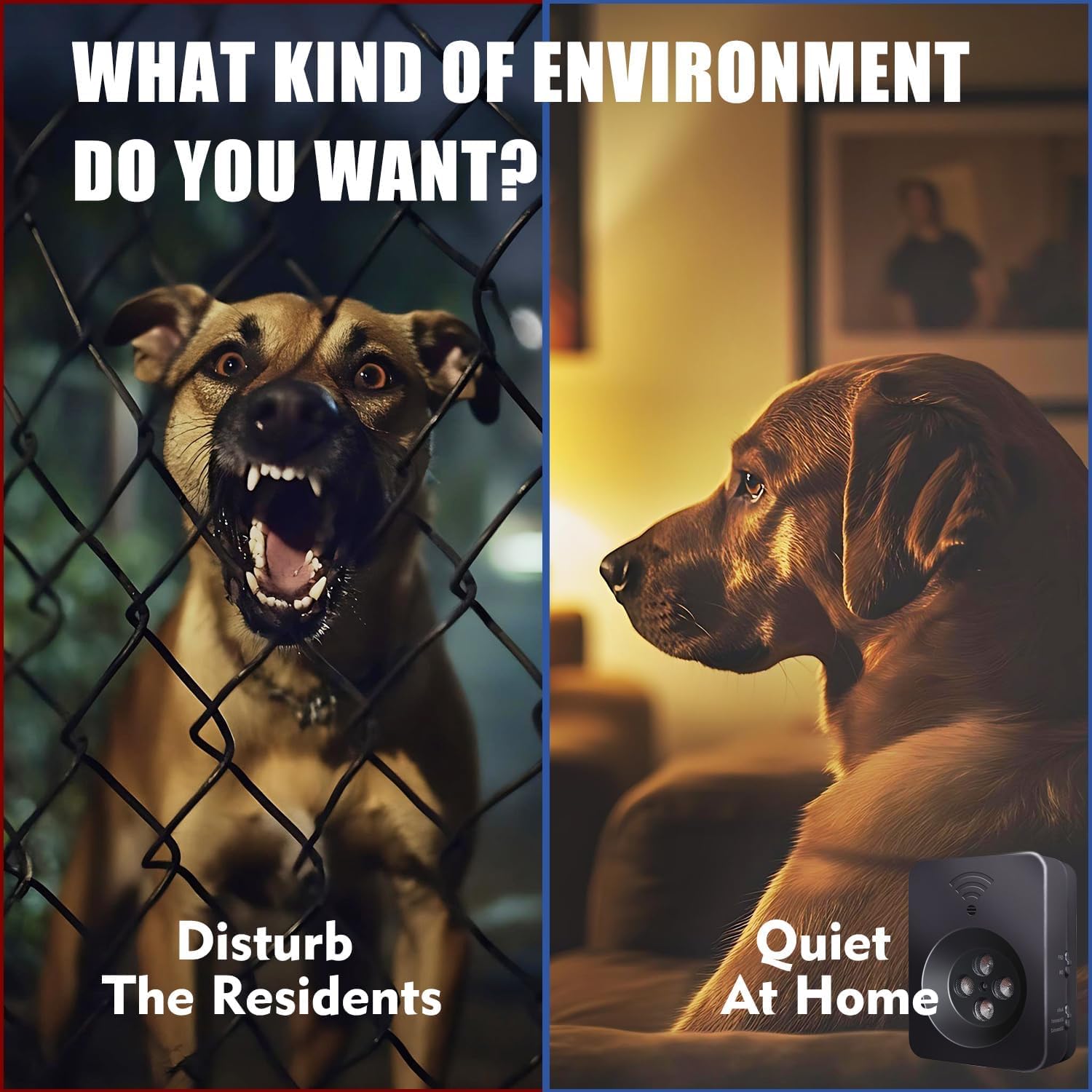 Poosejzl device emitting sound to deter barking without shocks.