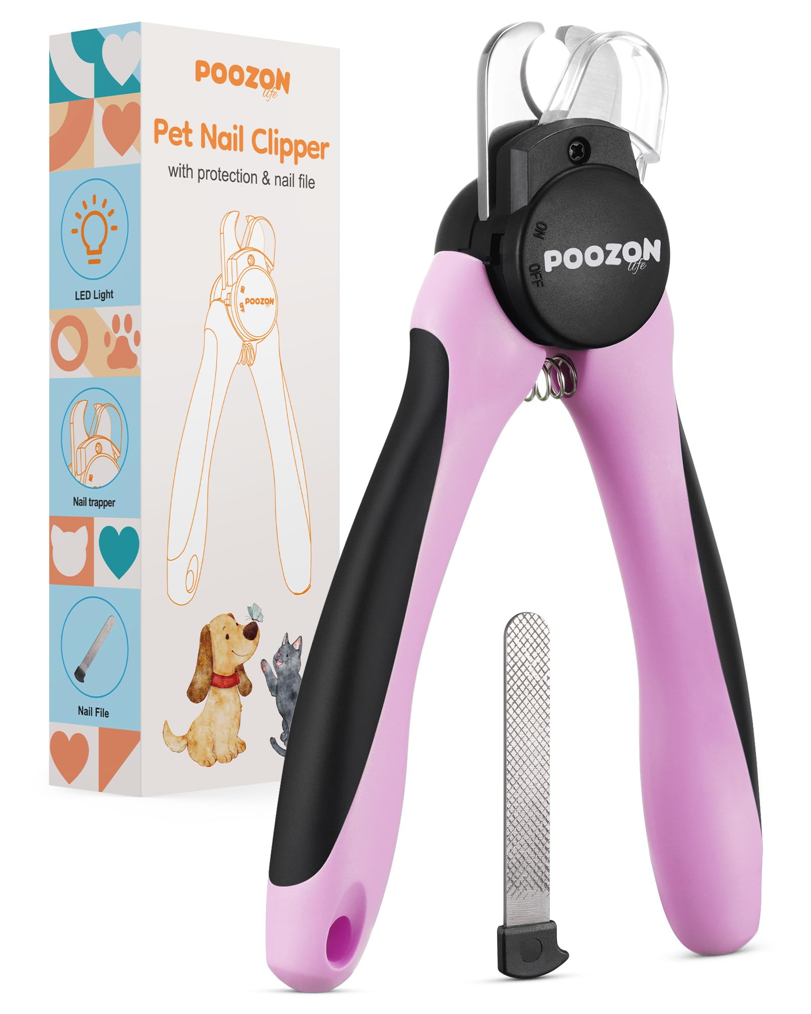 Poozonlife dog nail clipper with light illuminates the quick for safer trimming